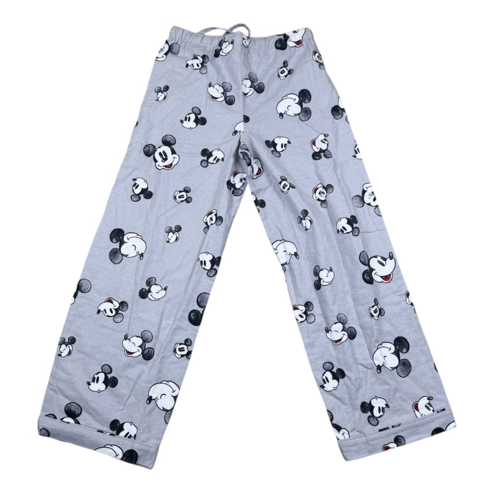 Disney Pottery Barn Teen Flannel Mickey Mouse Gray Pajama Shirt & Pant Set Large - Picture 9 of 9